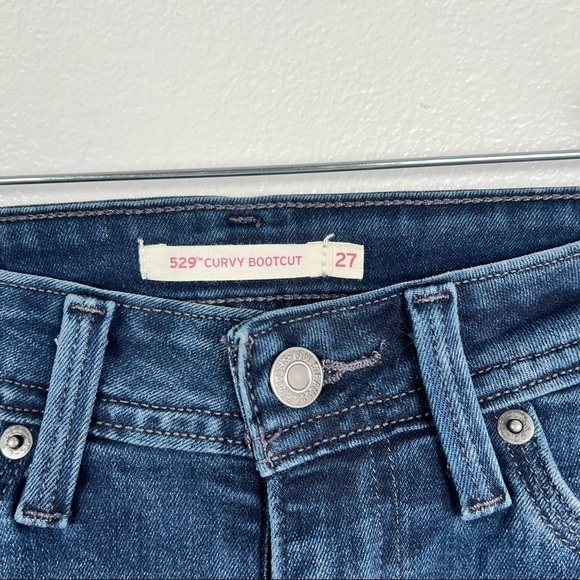 Levis 529 Curvy Bootcut DIY Shorts Blue 27 - Picture 2 of 4